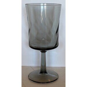 Unbranded 9-Piece Vintage Smoke Gray Optic Swirl Glass 8 oz. Goblets 6.5" Tall